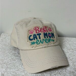 KBETHOS Best Cat Mom Ever Vintage Baseball Cap Stone Beige 100% Cotton